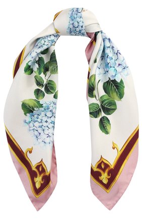 Женский кремовый шелковый платок с цветочным декором Dolce & Gabbana, арт. 0136/FN093R/GDG27 купить в ЦУМ | Фото №1 Шелковый платок с цветочным декором Dolce & Gabbana кремовый | Фото №1