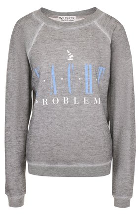 Женский серый свитшот свободного кроя с надписью Wildfox, арт. WHB54210R купить в ЦУМ | Фото №1 Свитшот свободного кроя с надписью Wildfox серый | Фото №1