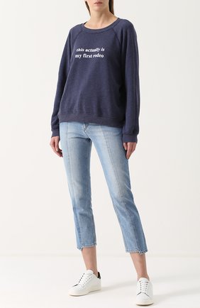 Женский темно-синий свитшот свободного кроя с надписью Wildfox, арт. WLT54205S купить в ЦУМ | Фото №1 Свитшот свободного кроя с надписью Wildfox темно-синий | Фото №1