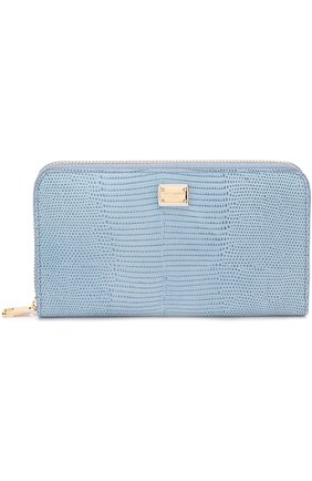 Кожаное портмоне на молнии Dolce & Gabbana, светло-голубого цвета, арт. 0116/BI0473/A1095 в ЦУМ | Фото №1 Кожаное портмоне на молнии Dolce & Gabbana светло-голубого цвета | Фото №1