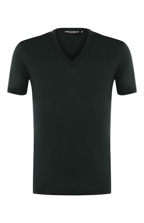 Мужская хлопковая футболка DOLCE & GABBANA зеленого цвета по цене 27550 руб., арт. 0101/G8HL7T/FU7EQ | Фото 1 Мужская хлопковая футболка DOLCE & GABBANA зеленого цвета, арт. 0101/G8HL7T/FU7EQ | Фото 1 (Рукава: Короткие; Материал внешний: Хлопок; Длина (для топов): Стандартные; Принт: Без принта; Стили: Кэжуэл)
