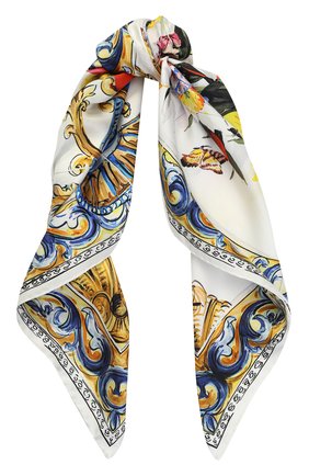 Женский разноцветный шелковый платок с принтом Dolce & Gabbana, арт. 0136/FN090R/GDG11 купить в ЦУМ | Фото №1 Шелковый платок с принтом Dolce & Gabbana разноцветный | Фото №1