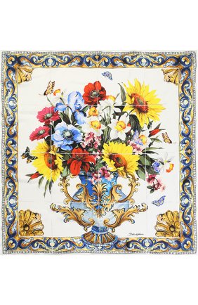Женский разноцветный шелковый платок с принтом Dolce & Gabbana, арт. 0136/FN090R/GDG11 купить в ЦУМ | Фото №2 Шелковый платок с принтом Dolce & Gabbana разноцветный | Фото №2