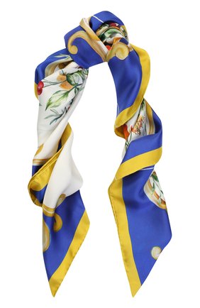 Женский синий шелковый платок с принтом Dolce & Gabbana, арт. 0136/FN090R/GDG15 купить в ЦУМ | Фото №1 Шелковый платок с принтом Dolce & Gabbana синий | Фото №1