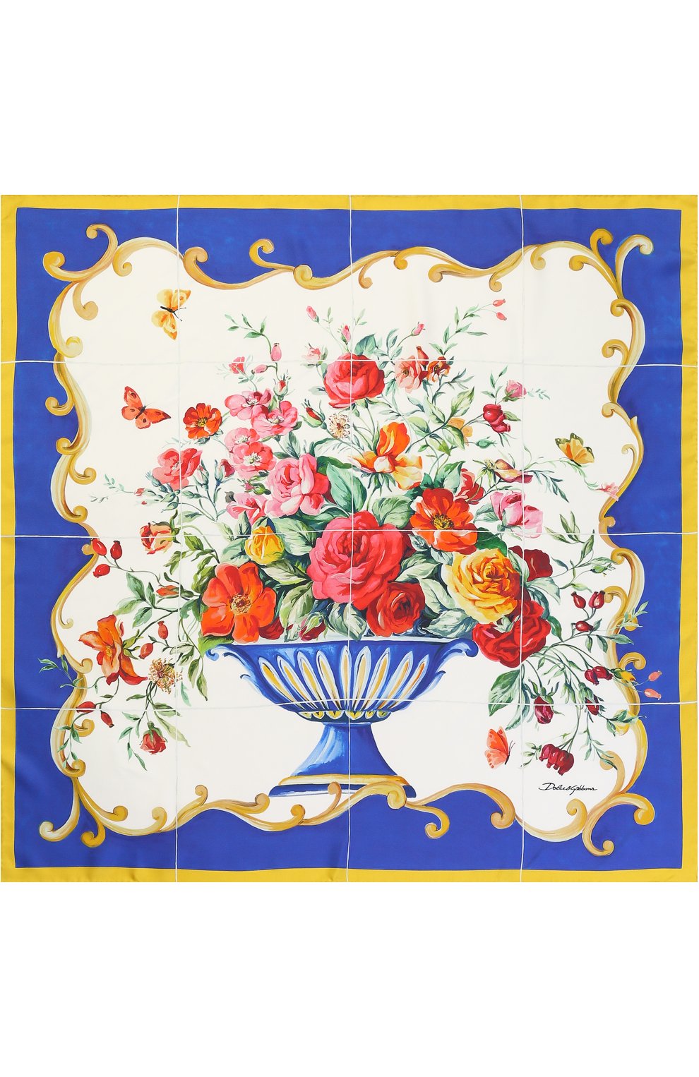 Женский синий шелковый платок с принтом Dolce & Gabbana, арт. 0136/FN090R/GDG15 купить в ЦУМ | Фото №2 Шелковый платок с принтом Dolce & Gabbana синий | Фото №2