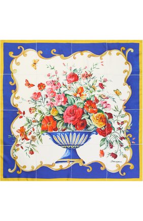 Женский синий шелковый платок с принтом Dolce & Gabbana, арт. 0136/FN090R/GDG15 купить в ЦУМ | Фото №2 Шелковый платок с принтом Dolce & Gabbana синий | Фото №2