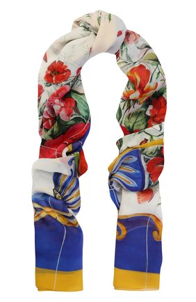 Женский разноцветный шелковый шарф с цветочным принтом Dolce & Gabbana, арт. 0136/FS182A/GDG18 купить в ЦУМ | Фото №1 Шелковый шарф с цветочным принтом Dolce & Gabbana разноцветный | Фото №1