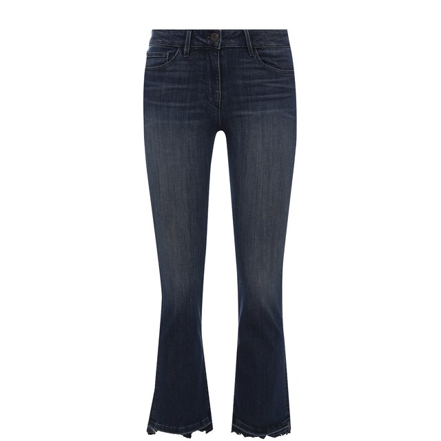 фото Укороченные расклешенные джинсы с потертостями 3x1