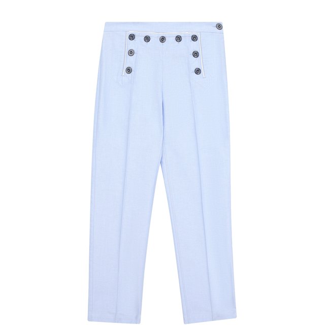 Хлопковые брюки прямого кроя с декоративными пуговицами и нашивкой Gucci 455861/XBA83
