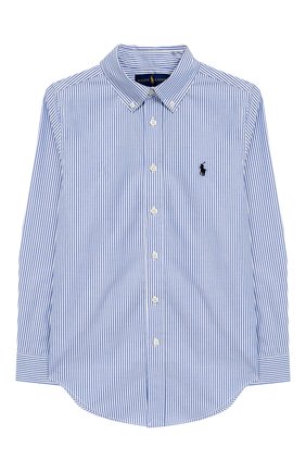 Детская хлопковая рубашка с логотипом бренда RALPH LAUREN синего цвета по цене 5415 руб., арт. 323600259 | Фото 1 Детская хлопковая рубашка с логотипом бренда RALPH LAUREN синего цвета, арт. 323600259 | Фото 1