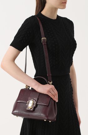 Женская сумка lucia из тисненой кожи DOLCE & GABBANA бордовая цвета, арт. 0116/BB6312/A1095 купить в ЦУМ | Фото №5 Сумка Lucia из тисненой кожи Dolce & Gabbana бордовая цвета | Фото №5