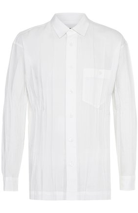 Мужская белая хлопковая рубашка с эффектом крэш Issey Miyake, арт. ME76FJ009 купить в ЦУМ | Фото №1 Хлопковая рубашка с эффектом крэш Issey Miyake белая | Фото №1