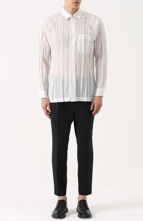 Мужская белая хлопковая рубашка с эффектом крэш Issey Miyake, арт. ME76FJ009 купить в ЦУМ | Фото №1 Хлопковая рубашка с эффектом крэш Issey Miyake белая | Фото №1