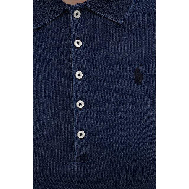 Хлопковое поло Polo Ralph Lauren 211505654, цвет синий, размер 42 - фото 5