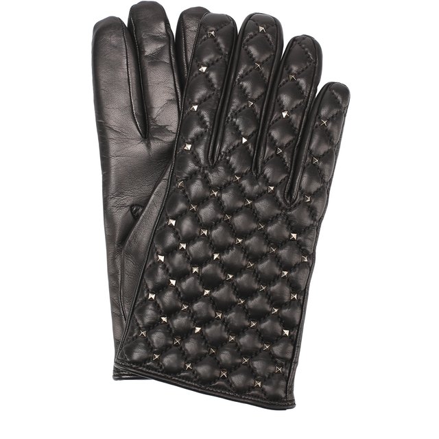 фото Кожаные перчатки с металлизированной отделкой valentino