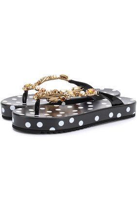 Женские черно-белые кожаные шлепанцы с декоративной отделкой Dolce & Gabbana, арт. 0112/CW0026/AG136 купить в ЦУМ | Фото №1 Кожаные шлепанцы с декоративной отделкой Dolce & Gabbana черно-белые | Фото №1