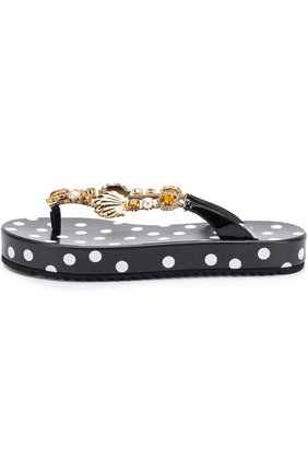 Женские черно-белые кожаные шлепанцы с декоративной отделкой Dolce & Gabbana, арт. 0112/CW0026/AG136 купить в ЦУМ | Фото №3 Кожаные шлепанцы с декоративной отделкой Dolce & Gabbana черно-белые | Фото №3
