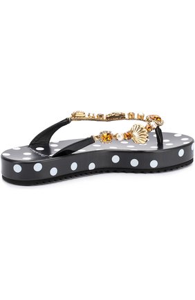 Женские черно-белые кожаные шлепанцы с декоративной отделкой Dolce & Gabbana, арт. 0112/CW0026/AG136 купить в ЦУМ | Фото №4 Кожаные шлепанцы с декоративной отделкой Dolce & Gabbana черно-белые | Фото №4