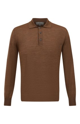 Мужское шерстяное поло CANALI коричневого цвета по цене 26450 руб., арт. C0017/MK00077 | Фото 1 Мужское шерстяное поло CANALI коричневого цвета, арт. C0017/MK00077 | Фото 1 (Материал внешний: Шерсть; Длина (для топов): Стандартные; Рукава: Длинные)