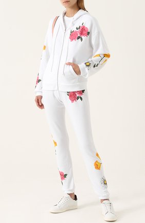 Женские белые хлопковые джоггеры с цветочным принтом Wildfox, арт. WLT61703S купить в ЦУМ | Фото №1 Хлопковые джоггеры с цветочным принтом Wildfox белые | Фото №1