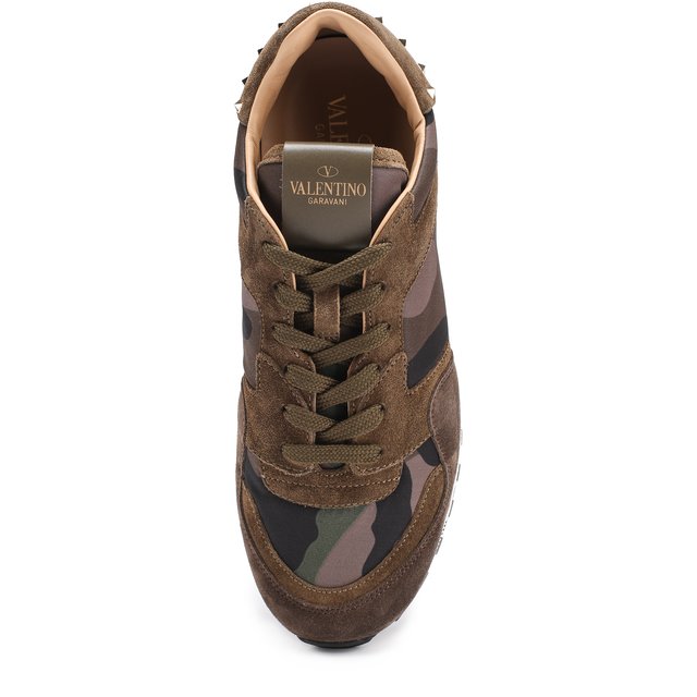 Комбинированные кроссовки Garavani Rockrunner с камуфляжным принтом Valentino 2239559