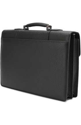Мужской черный кожаный портфель с плечевым ремнем Canali, арт. P325335/NA00051 купить в ЦУМ | Фото №3 Кожаный портфель с плечевым ремнем Canali черный | Фото №3