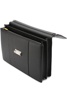 Мужской черный кожаный портфель с плечевым ремнем Canali, арт. P325335/NA00051 купить в ЦУМ | Фото №4 Кожаный портфель с плечевым ремнем Canali черный | Фото №4