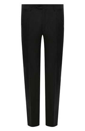 Мужские шерстяные брюки прямого кроя BRIONI темно-серого цвета, арт. RPL2/PZA0P/M0ENA | Фото 1 (Длина (брюки, джинсы): Стандартные; Материал подклада: Купро; Материал внешний: Шерсть; Случай: Формальный; Стили: Классический)