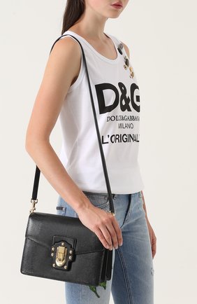 Женская сумка lucia из тисненой кожи DOLCE & GABBANA черная цвета, арт. 0116/BB6350/A1095 купить в ЦУМ | Фото №5 Сумка Lucia из тисненой кожи Dolce & Gabbana черная цвета | Фото №5