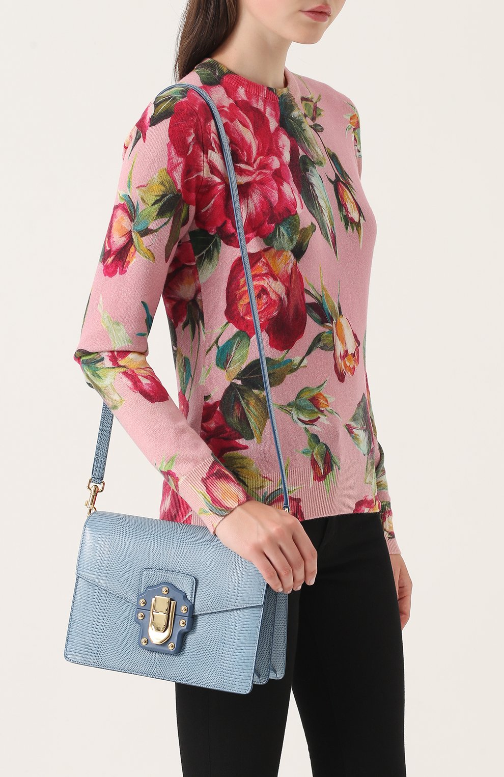 Женская сумка lucia из тисненой кожи DOLCE & GABBANA голубая цвета, арт. 0116/BB6350/A1095 купить в ЦУМ | Фото №5 Сумка Lucia из тисненой кожи Dolce & Gabbana голубая цвета | Фото №5