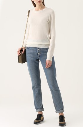 Женский белый кашемировый пуловер прямого кроя Tory Burch, арт. 32812 купить в ЦУМ | Фото №1 Кашемировый пуловер прямого кроя Tory Burch белый | Фото №1