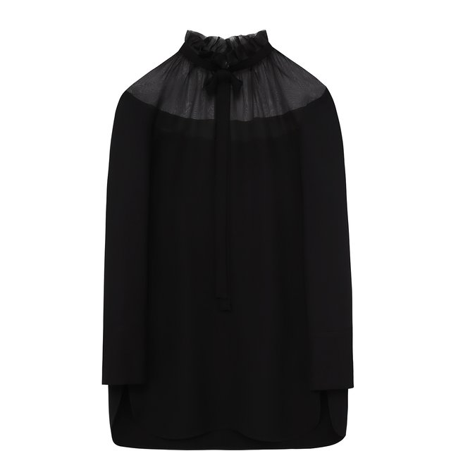 Шелковая блуза с полупрозрачной вставкой и воротником аскот Kiton 2250871