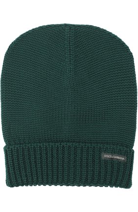 Шерстяная вязаная шапка Dolce & Gabbana, темно-зеленого цвета, арт. 0135/GRH03K/F85K3 в ЦУМ | Фото №1 Шерстяная вязаная шапка Dolce & Gabbana темно-зеленого цвета | Фото №1