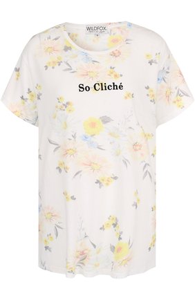 Женская белая футболка свободного кроя с принтом Wildfox, арт. WSP62616S купить в ЦУМ | Фото №1 Футболка свободного кроя с принтом Wildfox белая | Фото №1
