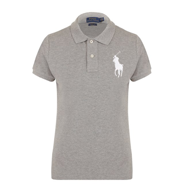 Хлопковое поло с вышитым логотипом бренда Polo Ralph Lauren 211505656, цвет серый, размер 42 - фото 1