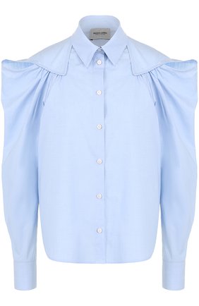 Женская голубая хлопковая блуза с рукавом-фонарик Rachel Comey, арт. 47-306 PINP0INT SHIRTING купить в ЦУМ | Фото №1 Женская хлопковая блуза с рукавом-фонарик Rachel Comey, цвет голубой, арт. 47-306 PINP0INT SHIRTING в ЦУМ | Фото №1