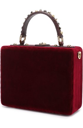 Женская бархатная сумка dolce box с аппликациями DOLCE & GABBANA красная цвета, арт. 0116/BB5970/AM343 купить в ЦУМ | Фото №3 Бархатная сумка Dolce Box с аппликациями Dolce & Gabbana красная цвета | Фото №3