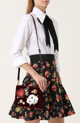 Женская бархатная сумка dolce box с аппликациями DOLCE & GABBANA красная цвета, арт. 0116/BB5970/AM343 купить в ЦУМ | Фото №5 Бархатная сумка Dolce Box с аппликациями Dolce & Gabbana красная цвета | Фото №5