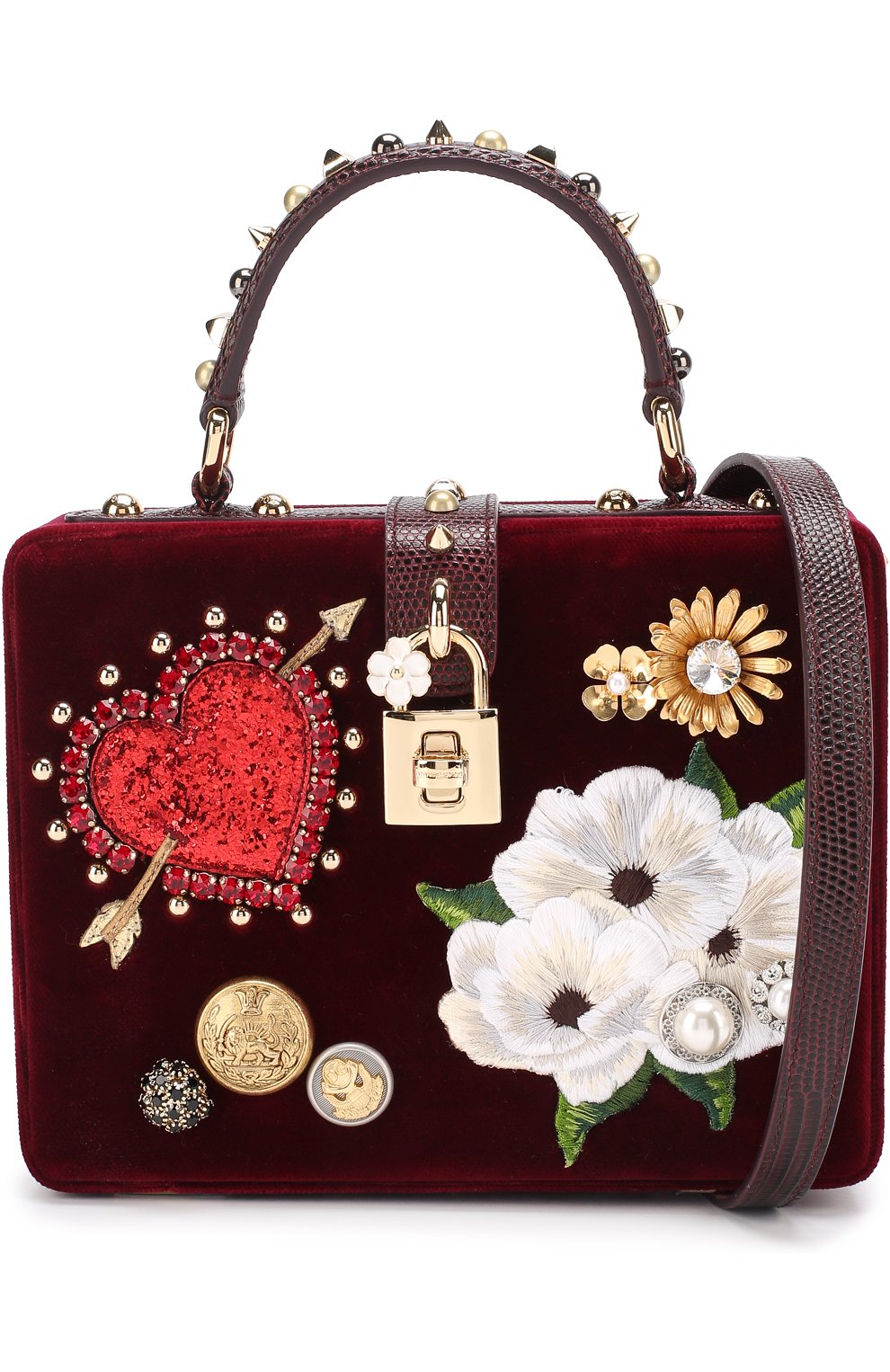 Женская бархатная сумка dolce box с аппликациями DOLCE & GABBANA красная цвета, арт. 0116/BB5970/AM343 купить в ЦУМ | Фото №6 Бархатная сумка Dolce Box с аппликациями Dolce & Gabbana красная цвета | Фото №6