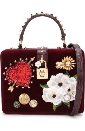Женская бархатная сумка dolce box с аппликациями DOLCE & GABBANA красная цвета, арт. 0116/BB5970/AM343 купить в ЦУМ | Фото №6 Бархатная сумка Dolce Box с аппликациями Dolce & Gabbana красная цвета | Фото №6