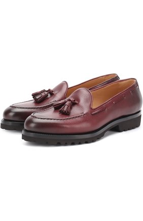 Мужские кожаные лоферы с кисточками KITON бордового цвета по цене 162500 руб., арт. USSH0USN00150 | Фото 1 Мужские кожаные лоферы с кисточками KITON бордового цвета, арт. USSH0USN00150 | Фото 1