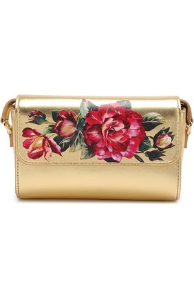 Кожаная сумка с металлизированной отделкой и цветочным принтом Dolce & Gabbana золотого цвета, арт. 0130/EB0071/AC609 в ЦУМ | Фото №1 Кожаная сумка с металлизированной отделкой и цветочным принтом Dolce & Gabbana золотого цвета | Фото №1