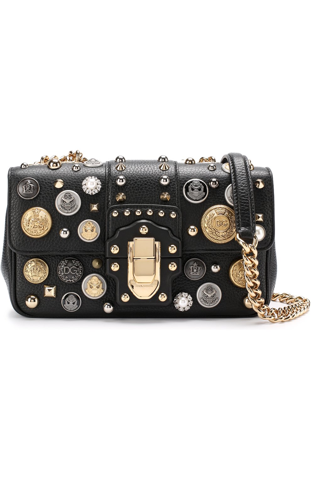 Женская сумка lucia с металлическим декором DOLCE & GABBANA черная цвета, арт. 0116/BB6344/AH014 купить в ЦУМ | Фото №5 Сумка Lucia с металлическим декором Dolce & Gabbana черная цвета | Фото №5