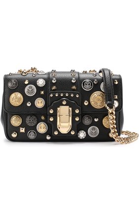 Женская сумка lucia с металлическим декором DOLCE & GABBANA черная цвета, арт. 0116/BB6344/AH014 купить в ЦУМ | Фото №5 Сумка Lucia с металлическим декором Dolce & Gabbana черная цвета | Фото №5