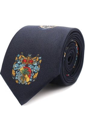 Шелковый галстук с принтом Dolce & Gabbana, темно-синего цвета, арт. 0135/GT149E/G0SVJ в ЦУМ | Фото №1 Шелковый галстук с принтом Dolce & Gabbana темно-синего цвета | Фото №1