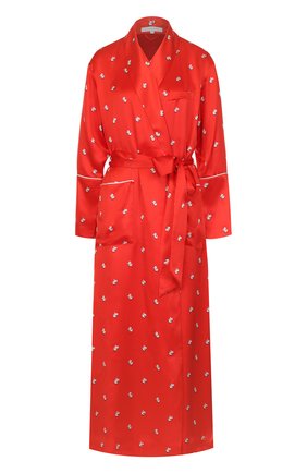 Женский красный шелковый халат с поясом Olivia Von Halle, арт. AW1749 купить в ЦУМ | Фото №1 Шелковый халат с поясом Olivia Von Halle красный | Фото №1