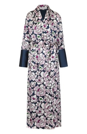 Женский разноцветный шелковый халат с принтом и поясом Olivia Von Halle, арт. AW1746 купить в ЦУМ | Фото №1 Шелковый халат с принтом и поясом Olivia Von Halle разноцветный | Фото №1