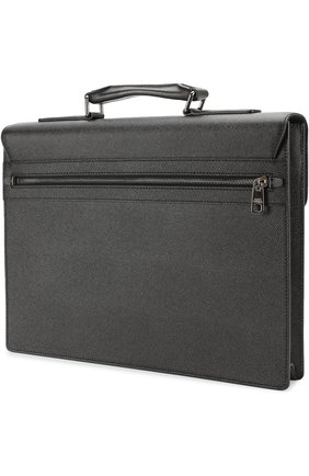 Мужской черный кожаный портфель с внешним карманом на молнии Dolce & Gabbana, арт. 0115/BM1437/A1001 купить в ЦУМ | Фото №3 Кожаный портфель с внешним карманом на молнии Dolce & Gabbana черный | Фото №3