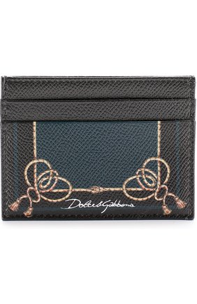 Кожаный футляр для кредитных карт с принтом Dolce & Gabbana, черного цвета, арт. 0115/BP0330/AI475 в ЦУМ | Фото №1 Кожаный футляр для кредитных карт с принтом Dolce & Gabbana черного цвета | Фото №1