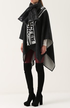 Женская серая вязаное пончо с шарфом Moncler, арт. C2-093-00840-00-0840C купить в ЦУМ | Фото №3 Вязаное пончо с шарфом Moncler серая | Фото №3